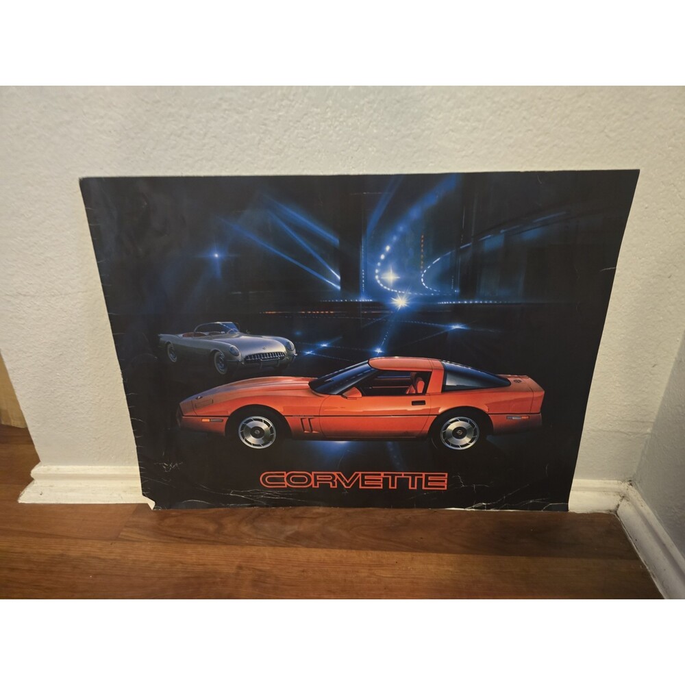 1983 Red Chevrolet Corvette featuring 1953 cardboard Art Poster Series 18x23